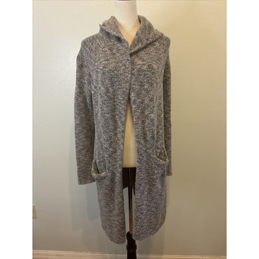 Gap Women's Small Gray Wool Blend Hooded Long Cardigan Sweater Cozy 2 Pocket